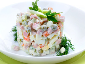 Salad Olivier. Russian traditional salad